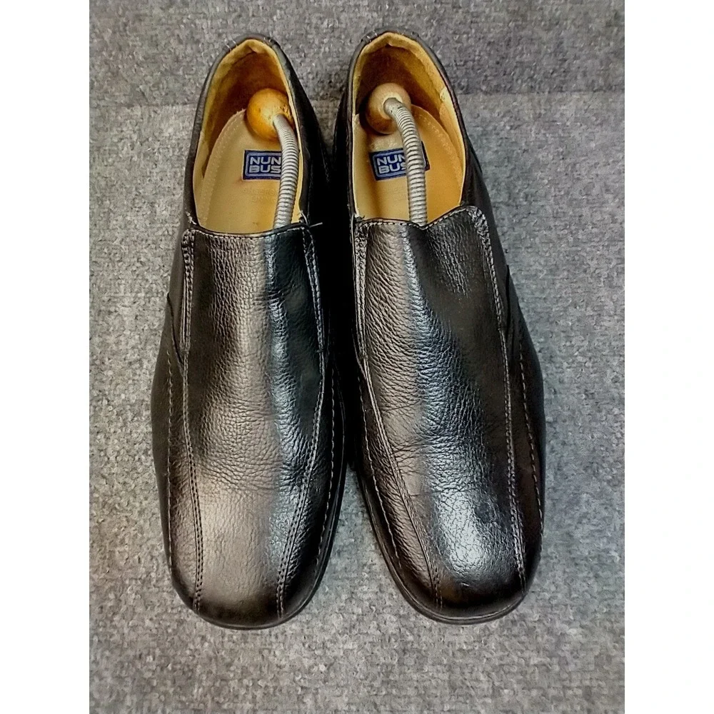Nunn Bush Mens Black Pebbled Leather Slip On Loafers Bicycle Toe 81044 Size 12 M